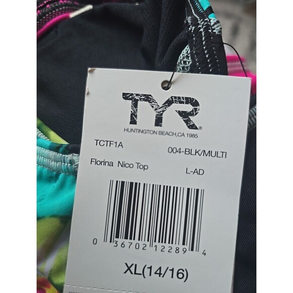 TYR Womens Black/pink Floral Florina Nico Top (XL) &  Jada Bottom (L)  New - Picture 3 of 4